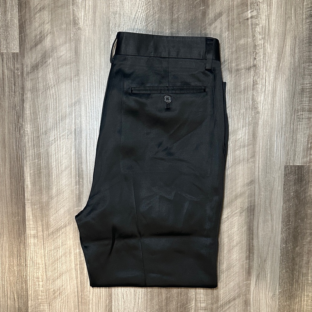 Banana Republic Manifattura Emmetex Tailored Straight Sheen Satin Pants - Black